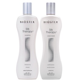 BioSilk Silk Therapy Duo Set, Shampoo & Conditioner for Gentle Cleansing, Moisturizing & Shiny Hair, Smooth, Replenished Hair, Sulfate-Free, Paraben-Free, Cruelty-Free, 12 Oz Each (Pack of 2)