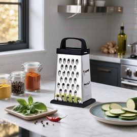 YC Kitchen Cheese Grater, Box Grater for Cheese Stainless Steel Vegetable Slicer Food Shredder 4-Sided Graters for Kitchen (Small)