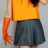DooWay Long Faux Leather Gloves for Women Opera Evening Orange
