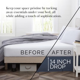 Southshore Fine Living, Inc. Twin Size Bed Skirt, 14-Inch Drop Pleated Bed Skirt for Twin Mattress, Dust Ruffle for Twin Size Bed, Dark Blue