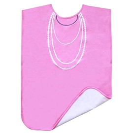 Ladies Adult Bib, Pink with White Pearl Embroidery, Frenchie Mini Couture