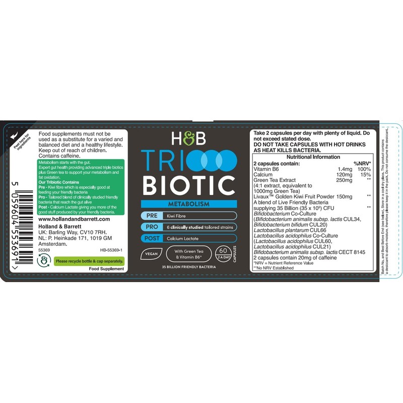 Holland & Barrett Holland & Barrett Tribiotics Metabolism 60 Capsules