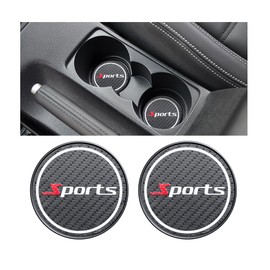 Mandark 2PCS Car Cup Holder Coasters, Carbon Fiber Non-Slip Vehicle Insert Bottle Pad, Automotive Interior Embedded Cup Drink Mat Accessories, Universal for SUV, Sedan, Truck (Sports)