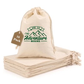 WOW PARTY Bachelorette Party Favor Bags, Wedding Survival Recovery Kit, Drawstring Hangover Kit Bags 5 x 7 Inch, Set of 10 Adventure Green