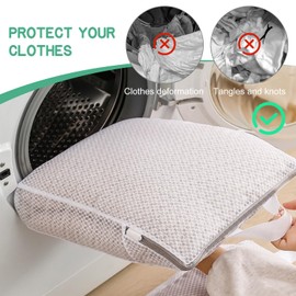 Pack of 4 Laundry Net for Washing Machine, 50 x 60 cm Laundry Bag Large with Handle, Reusable Travel Laundry Bag, Hanging Laundry Bag, for Sensitive Coats, Blouse, Bra etc. (White)