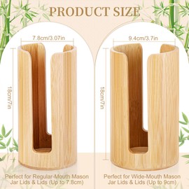 AFOROEOA 2 Pack Mason Jar Lid Organizer (Wide Mouth & Regular Mouth) Bamboo Ball Jar Wooden Storage Accessories for Home Kitchen Organization & Tumbler Lids, Fit Mason/Canning/Bamboo Lids