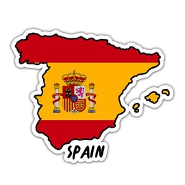 Squiddy Spain Map with Flag - Vinyl Sticker Decal for Phone, Laptop, Water Bottle - 3"