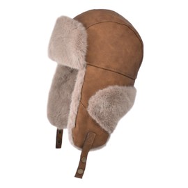 TAGVO Winter Trapper Hat, Russian Aviator Hat for Men and Women, Ushanka Bomber Hat with Ear Flaps, Windproof Fleece Lined Eskimo Hat for Cold Weather, brown