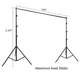 HYJ-INC 10ft x 8.5ft Adjustable Photography Backdrop Support System Photo Video Studio Muslin Background Stand Kit with Carry Bag
