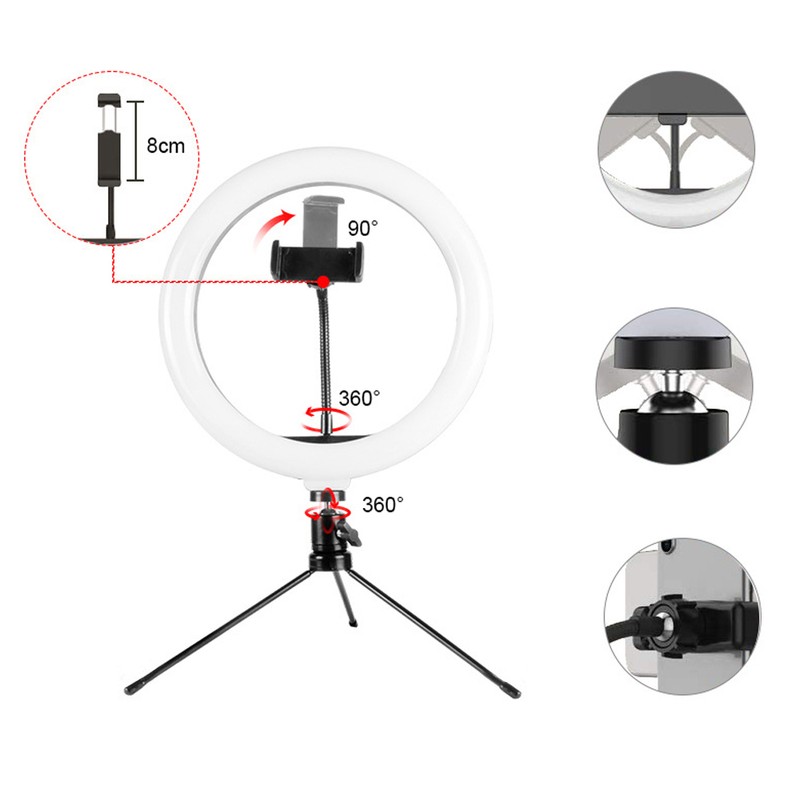 10in USB Desktop Ring Light with 3 Color Modes/10 Brightness