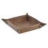 DRW Brown Faux Leather Square Tray, 18 x 18 x