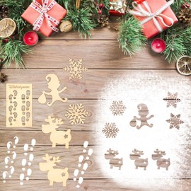 Pack of 6 Gnome Accessories Christmas, Gnome Stencil Footprints, Christmas Elk Deer Snowflake Stencil, Wooden Gnome Stencil Window, for Christmas Glass Door Desktop Floor Creative Decoration