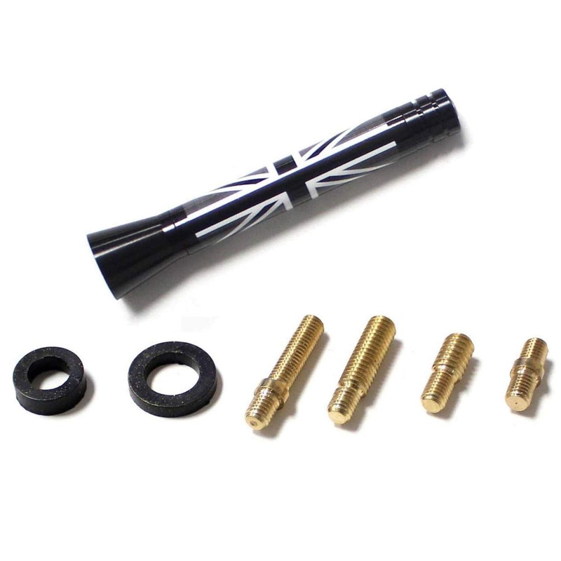 iJDMTOY 3-Inch Black/White Union Jack Theme Short Antenna Compatible with
