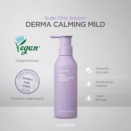 AYUNCHE- Champú calmante Derma de 11,8 oz [para cuero cabelludo seco y sensible] | Cuidado hidratante suave del cuero cabelludo | Fortalece