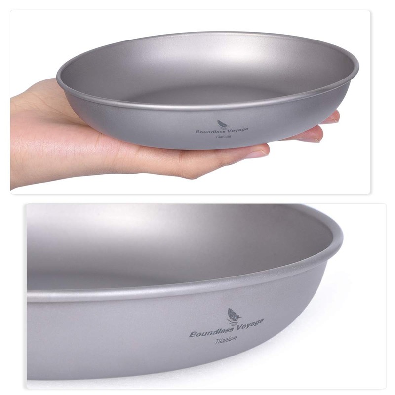Boundless Voyage Camping Plate Titanium Pan Dish Plate with Carry
