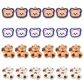 LEGENTLISUR Pack of 24 Bear Charms for Jewellery Making Cartoon Animal Charms Pendant for Earrings Necklaces Bracelets DIY Accessories