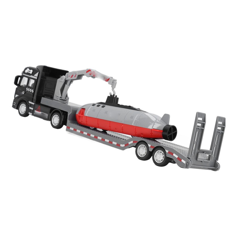 Alloy Semi Flatbed Trailer Truck Toy with Submarine Educational Realistic