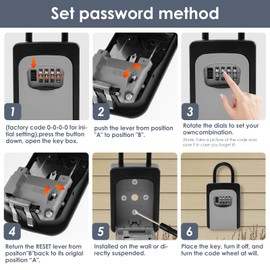 2 Pack 4 Digit Combination Key Lock Box,Weatherproof Key Safe with Removable U-Shaped Hook, Heavy Duty Zinc Aluminum Alloy, Wall Mounted & Portable Hanging Lock Box for Home Garage Door Fence