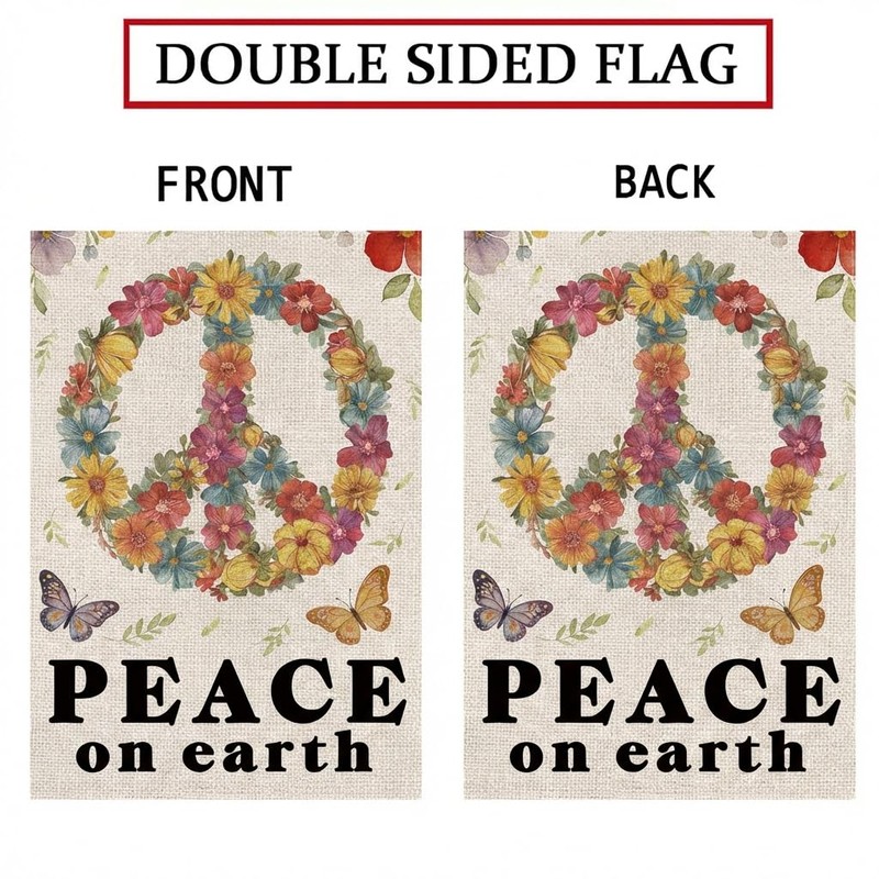 Peace Garden Flag - Peace on The Earth Decorations Burlap