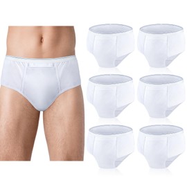 Blosssound 6 Pack Men's Incontinence Underwears Reusable Washable Leak Proof Underwears Protection Incontinence Briefs Men Bladder Control with Super Absorbency for Men, 150ml Absorbency, Large
