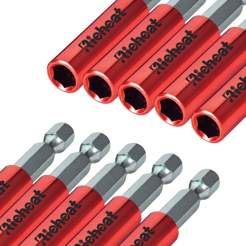 Richcat 10PCS Strong Magnetic Extension Socket Drill Bit Holder 1/4"