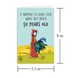 Alzombi - Tarjeta sarcástica de 50 cumpleaños para hombres y amigos, divertida tarjeta de feliz cumpleaños, It Happens to Every Cock