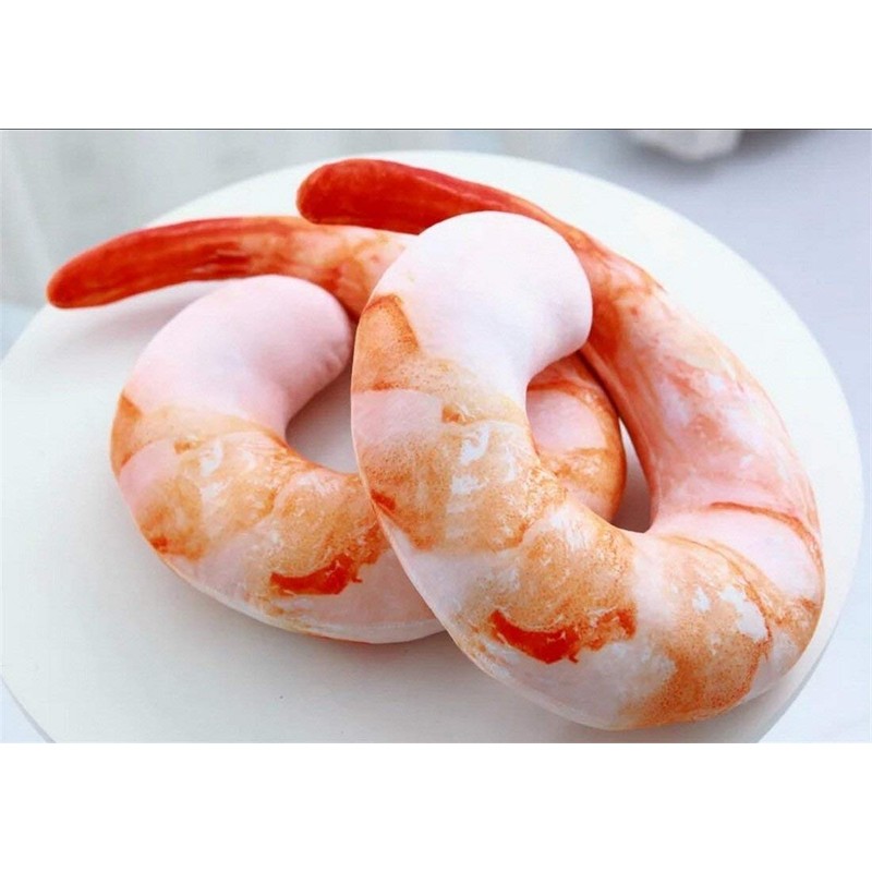 Goetland Large Shrimp Neck Pillow U Shaped Realistic Simulation Travel