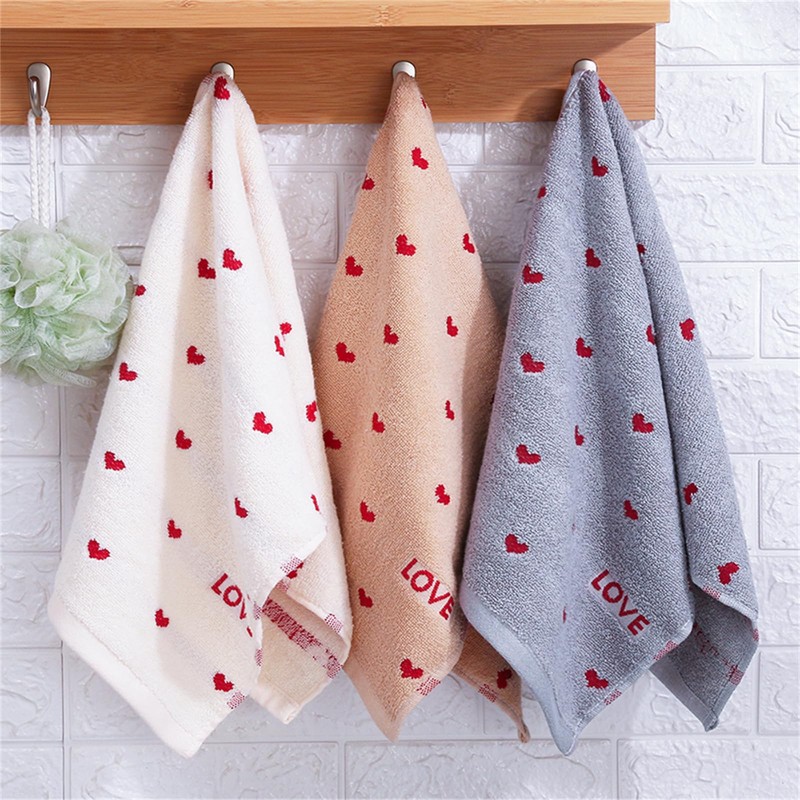 Face Towels, Colorful Polka Dots, Set of 4, 100% Cotton,