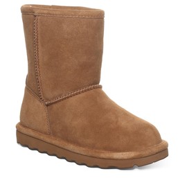 BEARPAW Elle Youth Hickory Size 2 | Youth's Boot Classic Suede | Youth's Slip On Boot | Comfortable Winter Boot