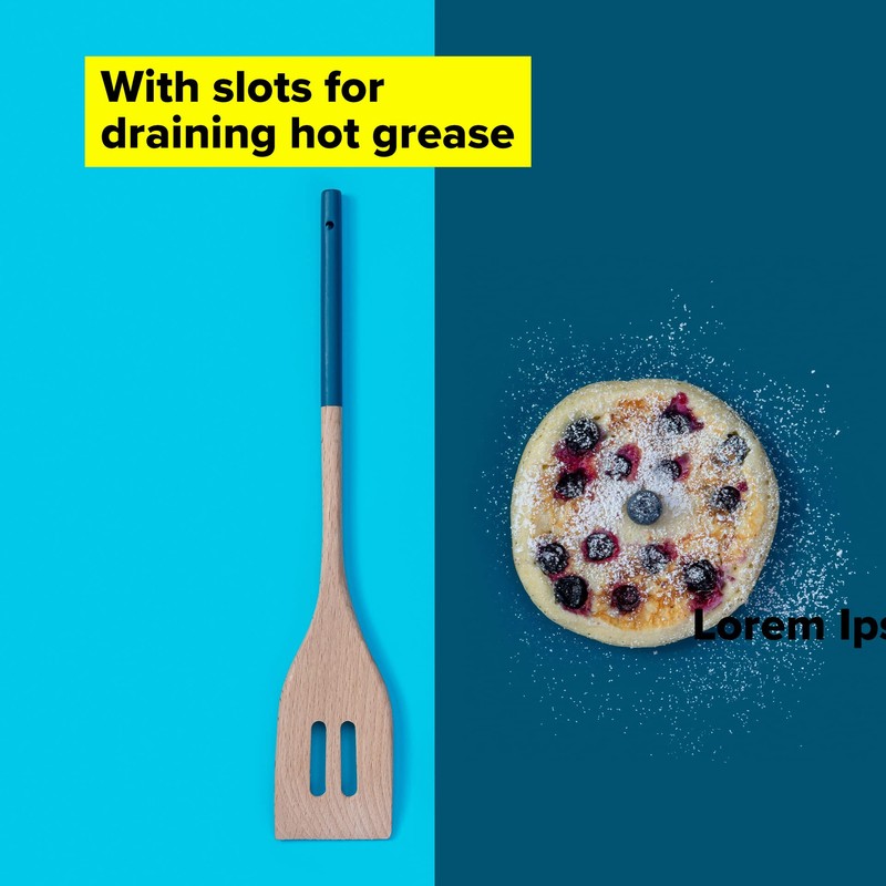 Tasty Wooden Slotted Turner Spatula with Bevelled Front Edge, Heat-Resistant