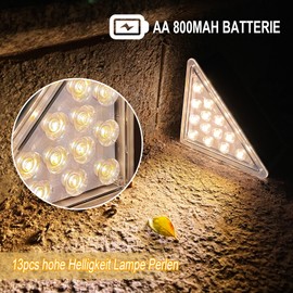 TOTHDATE Set of 4 Solar Stair Lighting Outdoor Warm White Light, Solar Step Lights Outdoor IP67 Waterproof for Floor Porch Decor Yard Path Garden Walkways
