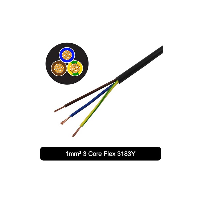 AUTOWIRING 3 Core Flex Black PVC Flexible Cable 1.0mm2 10