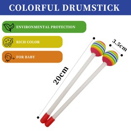 HIXNUG 4Pcs Rainbow Drum Stick Children Percussion Drumsticks Drum Stick Mallet Hammer for Drums Glockenspiel Drums Snare Drum Stick