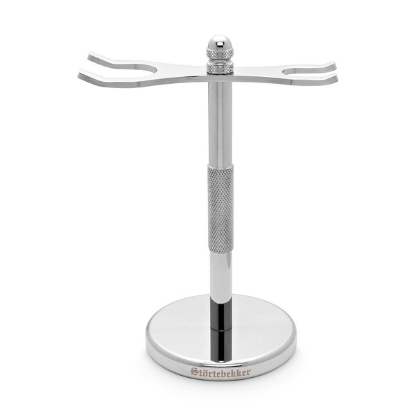 Störtebekker® Premium Stainless Steel Shaving Stand - Suitable for Safety Razors and Shaving Brushes - Top-Grade Barber Accessories for Your Bathroom - Non-Slip Base - Gift Idea