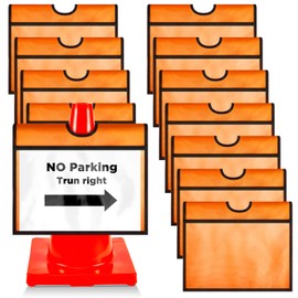 Traffic Cone Sleeve Safety Traffic Signs Orange Caution Sign Outdoor Activity Warning Sign Sports Cone Message Sleeve for Outdoor Driveway Road Traffic Signals(12 Pieces)