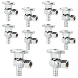 HeSun 10-PCs Pex Angle Stop Valve, 1/2" Pex x 3/8" OD Compression Angle Stop, 1/4 Turn Shut Off Valve for Bathroom, ASTM F1807