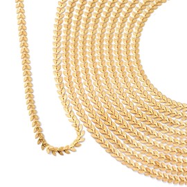 HINZIC 8.2 Feet Gold Chain 12x5mm Brass Hollow Leaf Cable Necklace Chain for Women DIY Bracelets Accessories