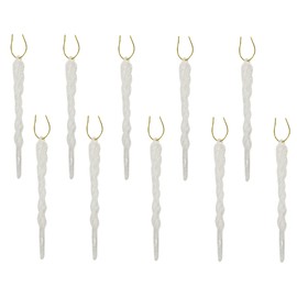 Festive Fix 12cm Glitter Icicle for Baby in White – 10 Twisted Hanging Ornaments for Christmas Tree Decorations | Xmas Theme Shiny Spiral Strips Decor Accessories for Holiday Wedding Party