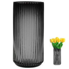 TEUYOE Glass Vases (Grey, Height 20 cm)