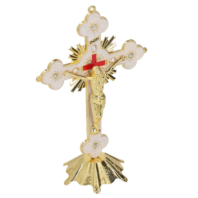 Metal Enamel Crosses Enamel Coating Anti Rust Gold White Crosses