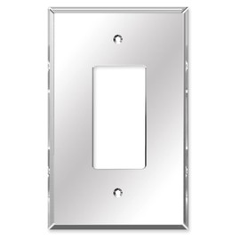 Art Plates - OVERSIZED 1 Gang Decora Oversize Acrylic Mirror Switch Plate - 5.25" x 3.40" - One Gang Reflective Mirrored Jumbo Wall Plate for Rocker Style Light Switches, GFCI and Electrical Outlets
