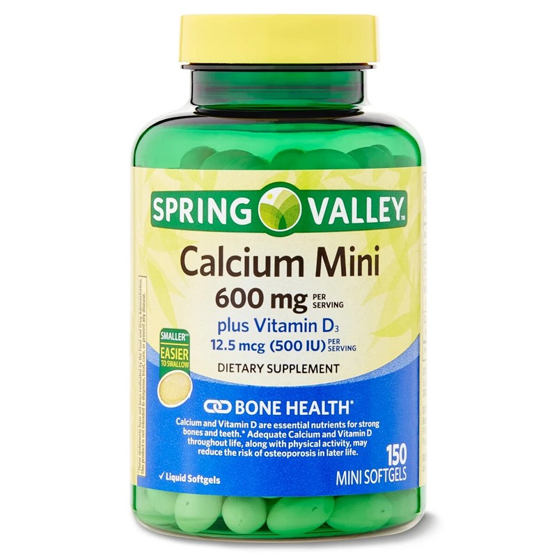 Spring Valley Calcium Plus Vitamin D3, Dietary Supplement, 150 Mini
