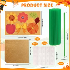 HOWAF 24pcs Fall Flower Bouquet Craft Kit, Make Your Own Autumn Sunflower Thankful Autumn Floral for Kids, Thanksgiving DIY Gift Fall Leaves Kraft Kit for Fall Party Classroom Activities