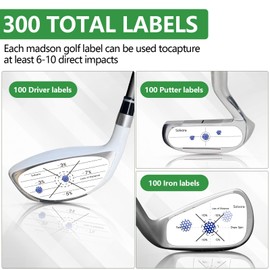 Solvora Golf Impact Tape Club Impact Stickers for Woods Irons and Putters No Residue Golf Accessories for Swing Practice (300PCS) (Left)