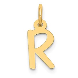 Bonyak Jewelry Small Slanted Block Letter R Initial Charm in 14K Yellow Gold Stunning