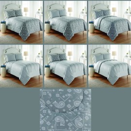 Thermee Micro Flannel Full/Queen-Size Comforter Set, Plush, Soft and Warm Bedding, Machine Wash & Dry, Paisley Geometric
