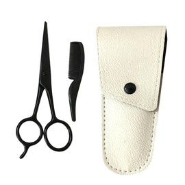 Healeved 9pcs Beard Scissors Set Stainless Steel Trimming Scissors Precision Beard Care Tool for Men Apricot Leather Sheath Small Comb for Grooming and Styling