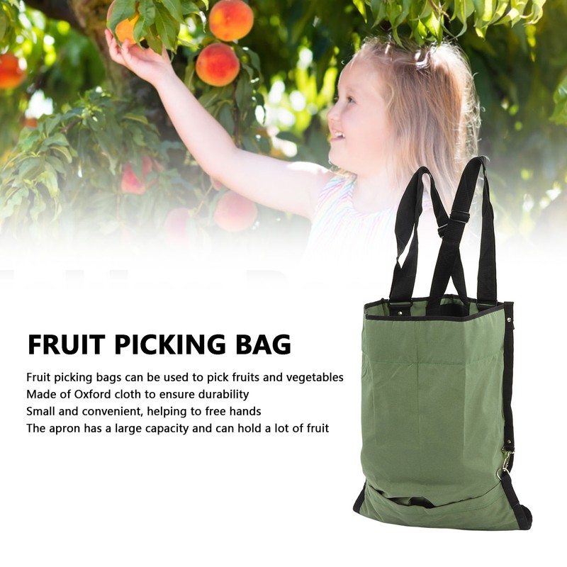 Fruit Picking Bag Green Double Buckle 600D Oxford Cloth Adjustable