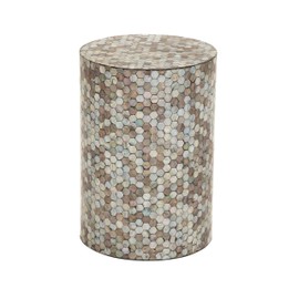 Deco 79 Mother of Pearl Shell Geometric Handmade Side End Accent Table Mosaic End Table, Side Table 14" x 14" x 20", Multi Colored