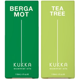 KUKKA essential oils Bergamot Essential Oil for Diffuser & Tea Tree Oil for Skin Set - 100% Natural Aromatherapy Grade Essential Oils Set - 2x4 fl oz - Kukka